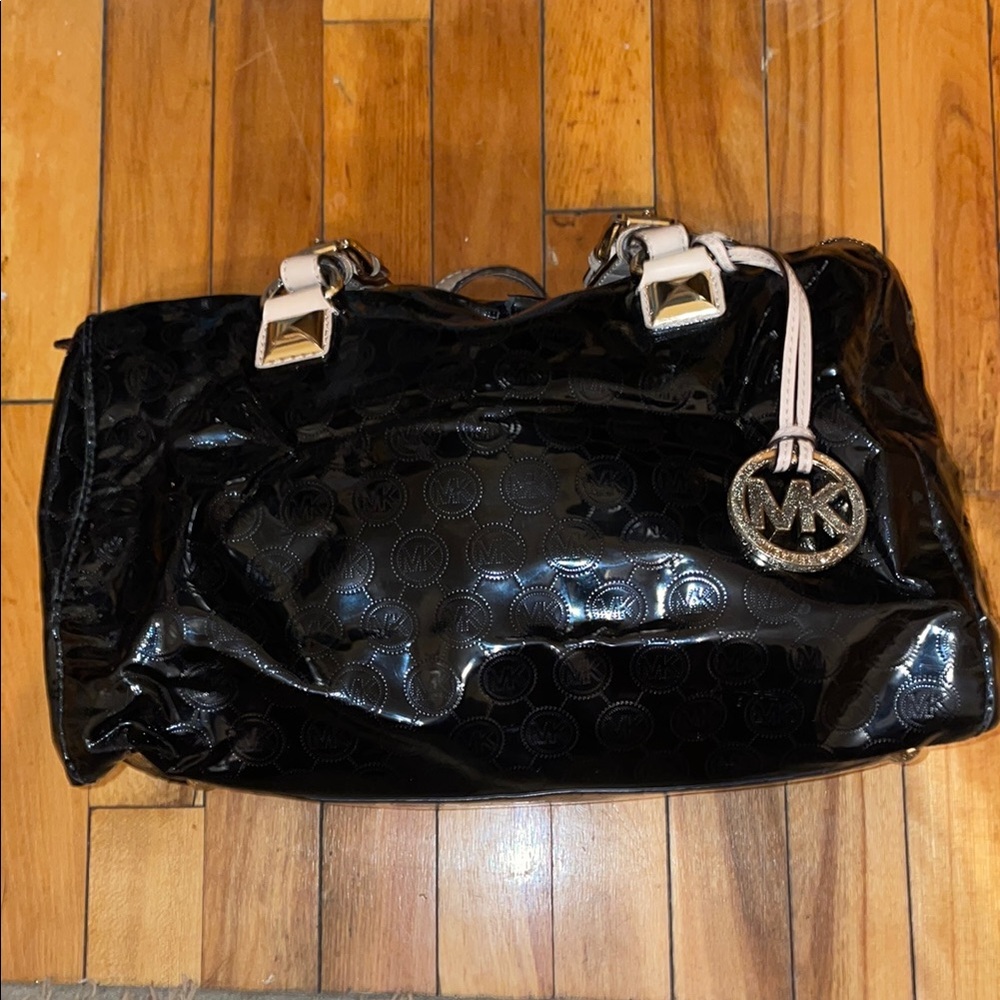 Michael Kors Black Patent Leather Tote Bag